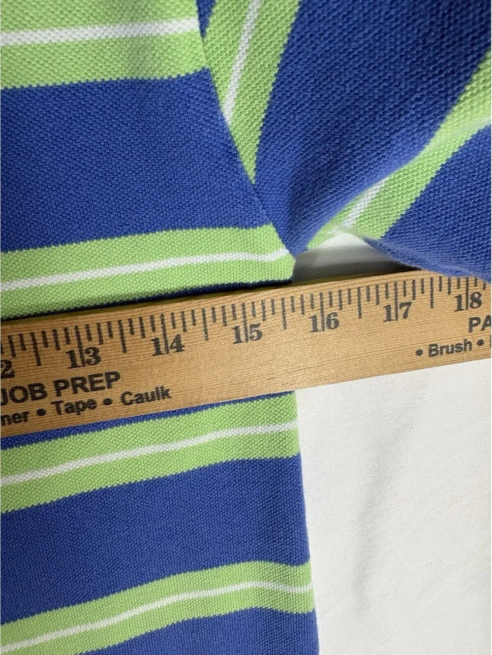 Polo Ralph Lauren Boys M Blue Green Striped Pony Pique Cotton Polo Shirt